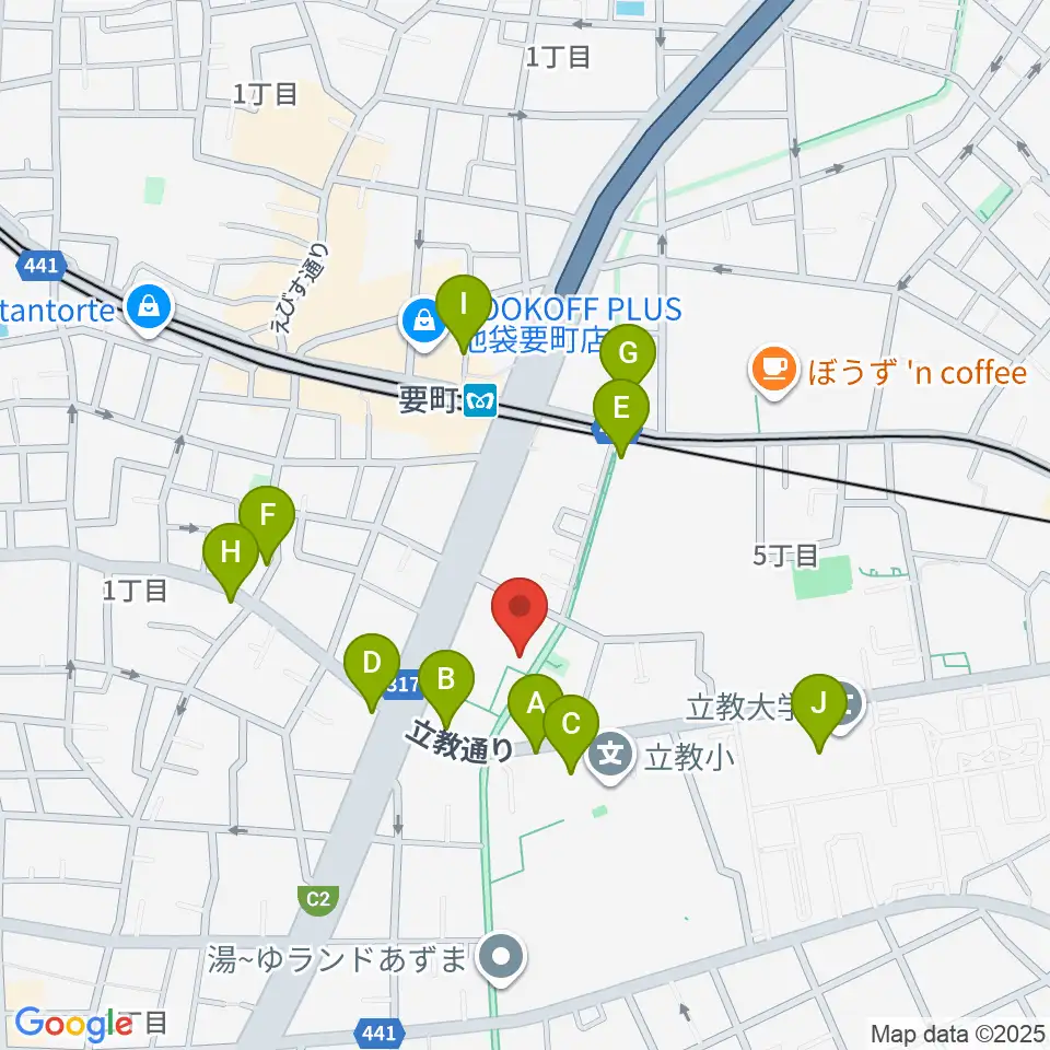 河野ギター製作所周辺のカフェ一覧地図