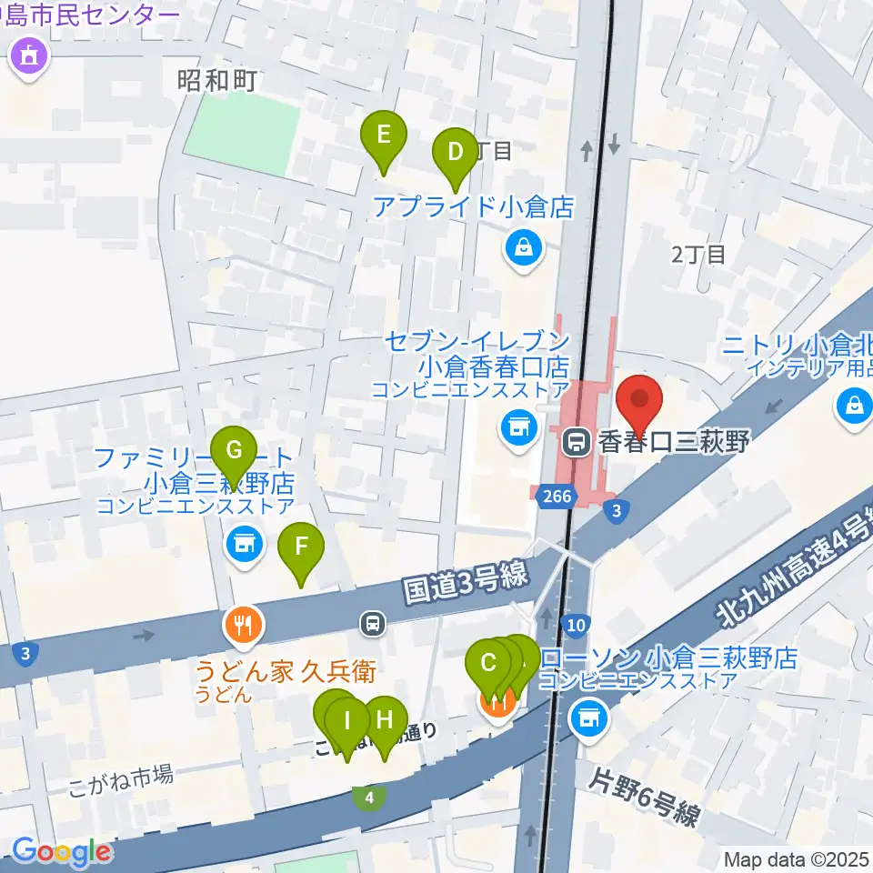 篠崎ミュージックアカデミー北九州校周辺のカフェ一覧地図