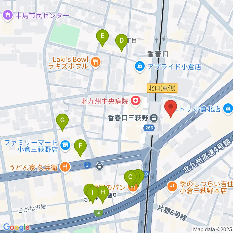 篠崎ミュージックアカデミー北九州校周辺のカフェ一覧地図