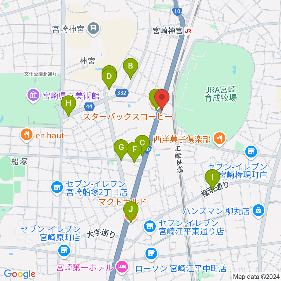 ピアノバンク カルチャー教室周辺のカフェ一覧地図