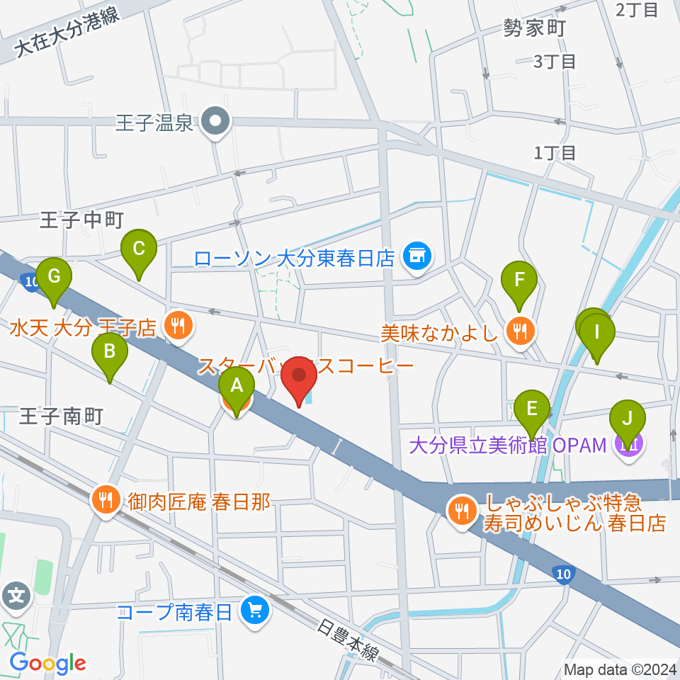 平和楽器周辺のカフェ一覧地図