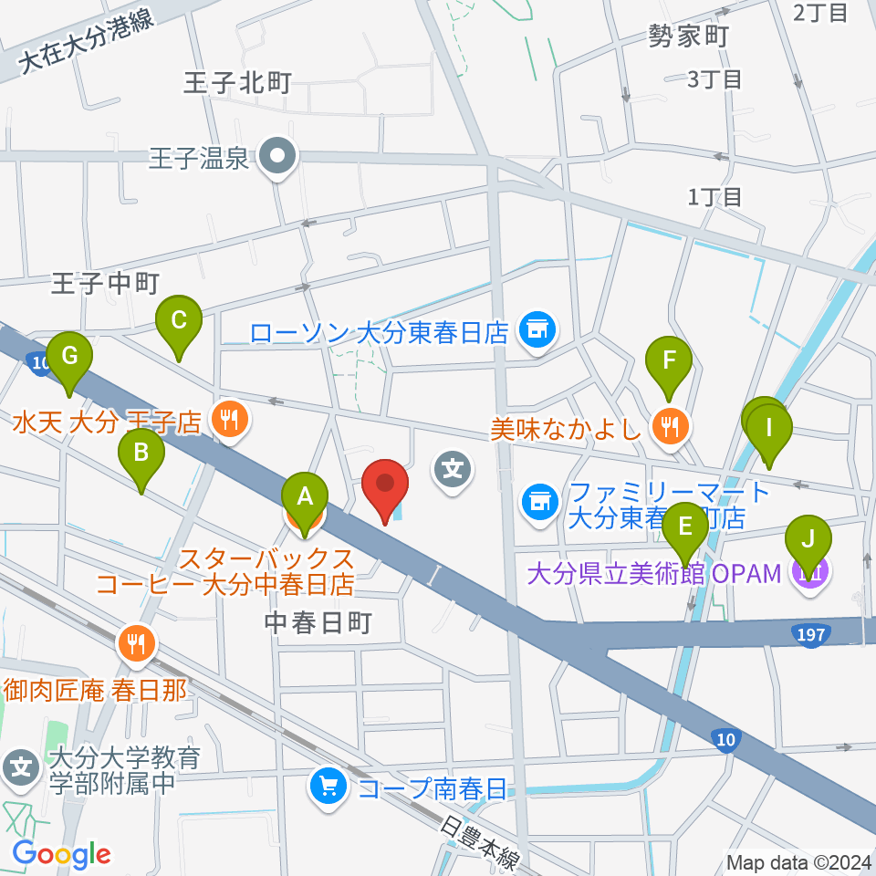 平和楽器周辺のカフェ一覧地図