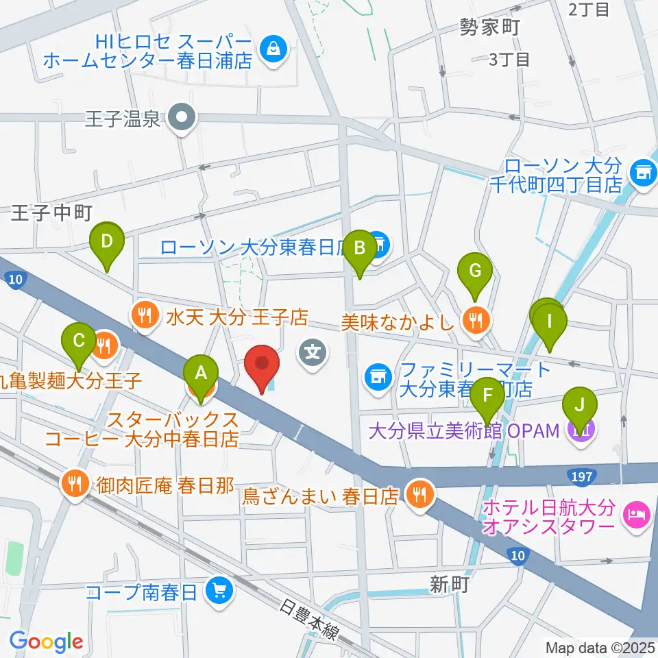 平和楽器周辺のカフェ一覧地図