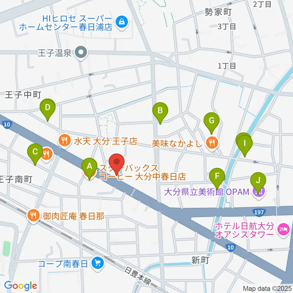 平和楽器周辺のカフェ一覧地図