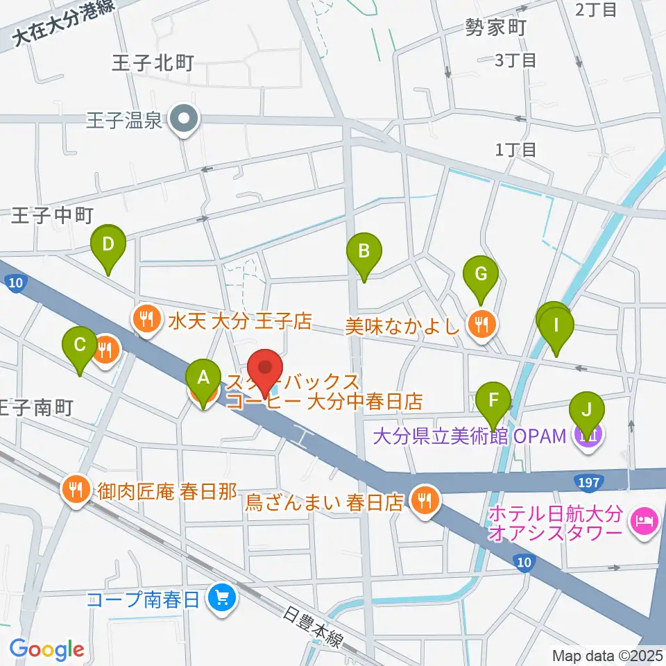 平和楽器周辺のカフェ一覧地図
