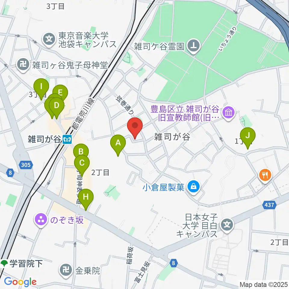 ギター専門店FANA東京周辺のカフェ一覧地図