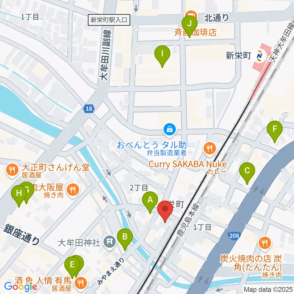 アイ＆カルチャ大牟田周辺のカフェ一覧地図