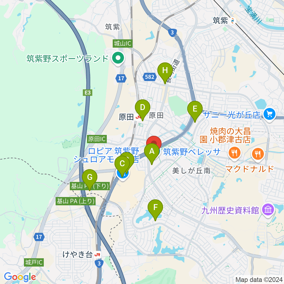 アイ＆カルチャ筑紫野周辺のカフェ一覧地図