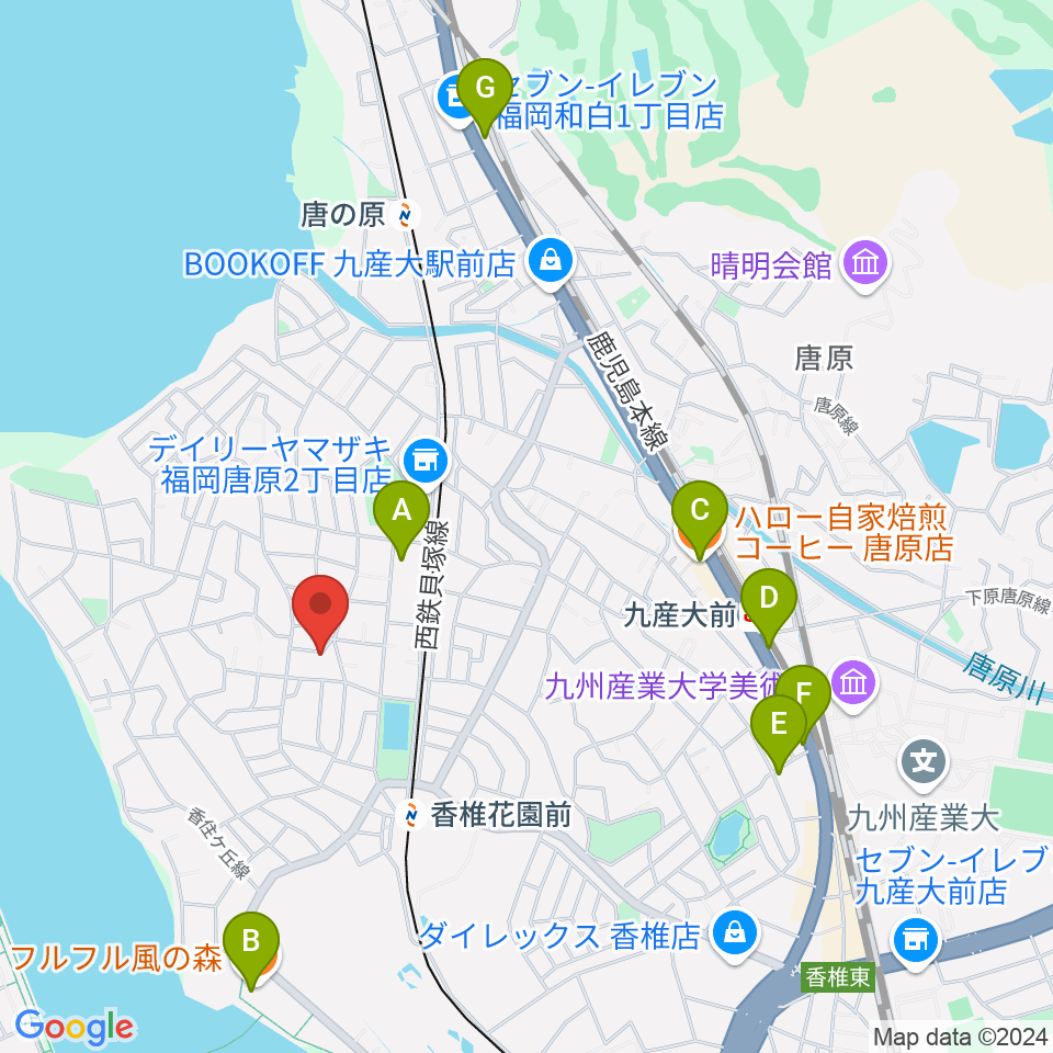 香住ケ丘ミュージック・スクール周辺のカフェ一覧地図