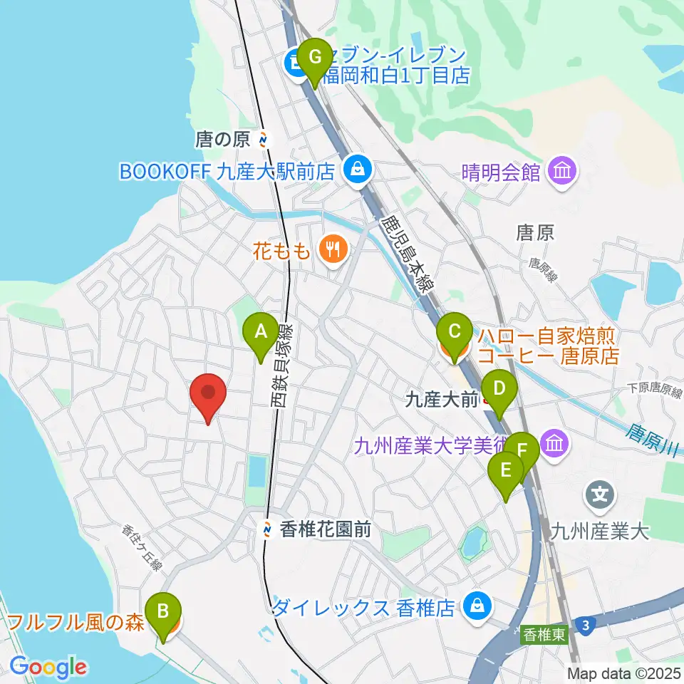 香住ケ丘ミュージック・スクール周辺のカフェ一覧地図