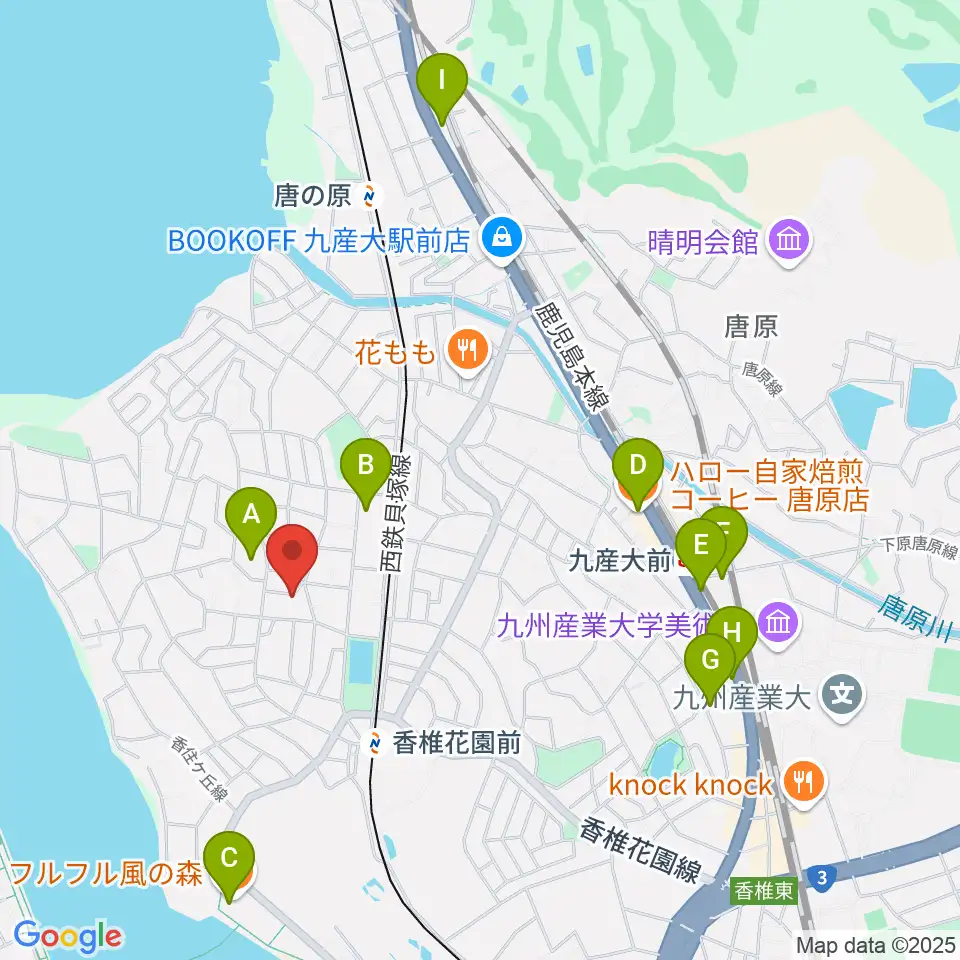 香住ケ丘ミュージック・スクール周辺のカフェ一覧地図