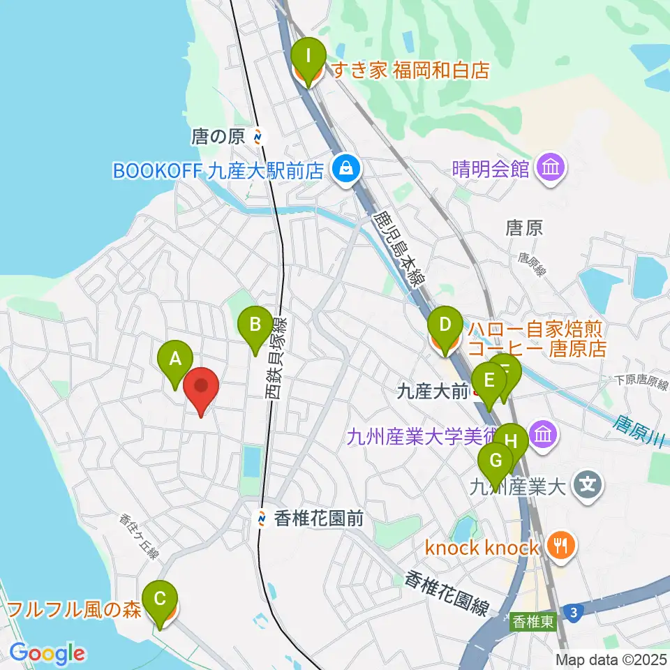 香住ケ丘ミュージック・スクール周辺のカフェ一覧地図
