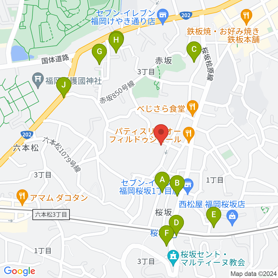 桜坂スタジオスタッフ周辺のカフェ一覧地図