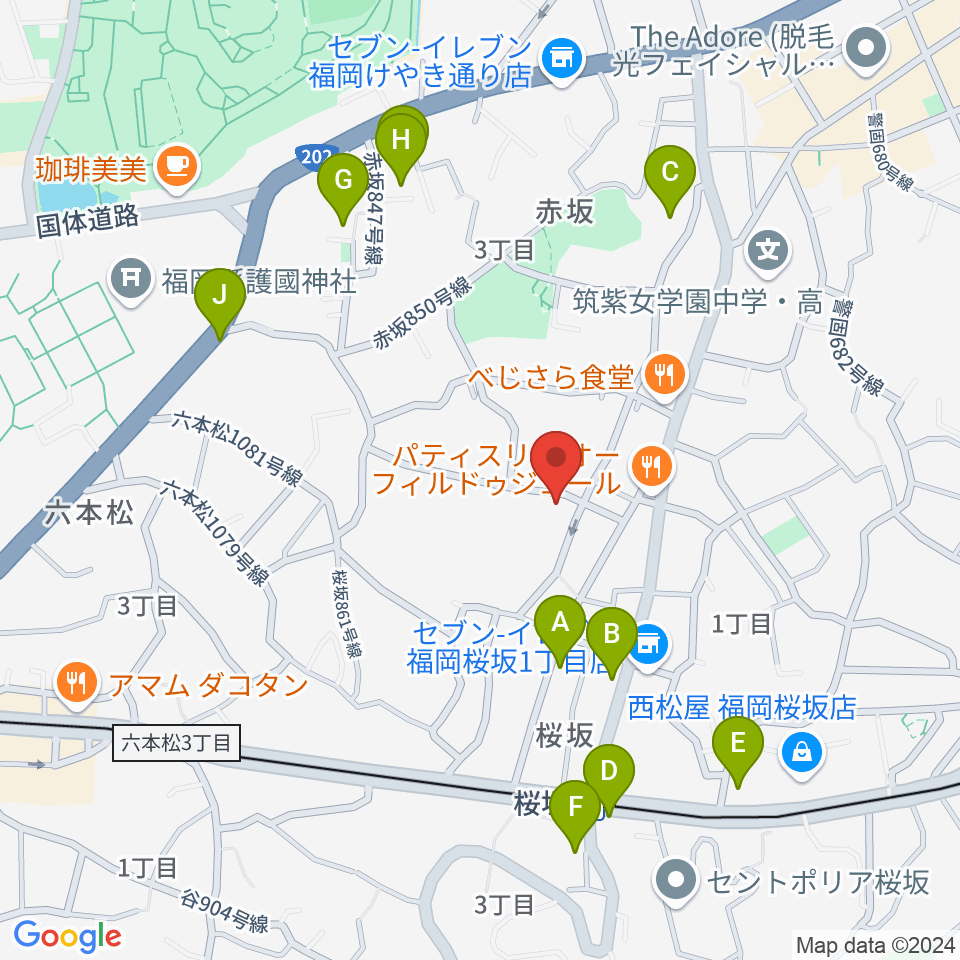 桜坂スタジオスタッフ周辺のカフェ一覧地図