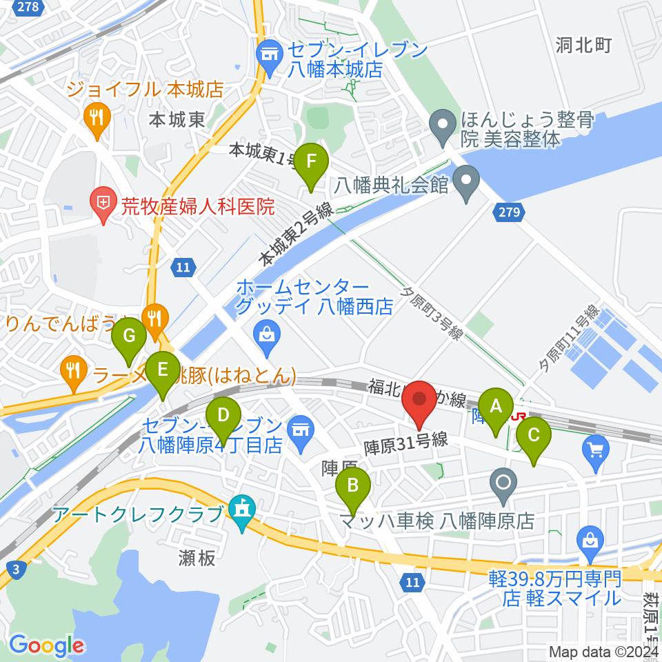 陣原LAZY周辺のカフェ一覧地図