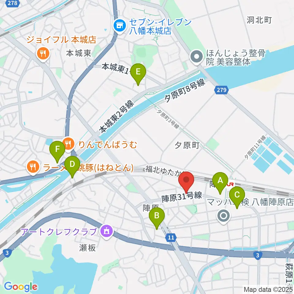 陣原LAZY周辺のカフェ一覧地図