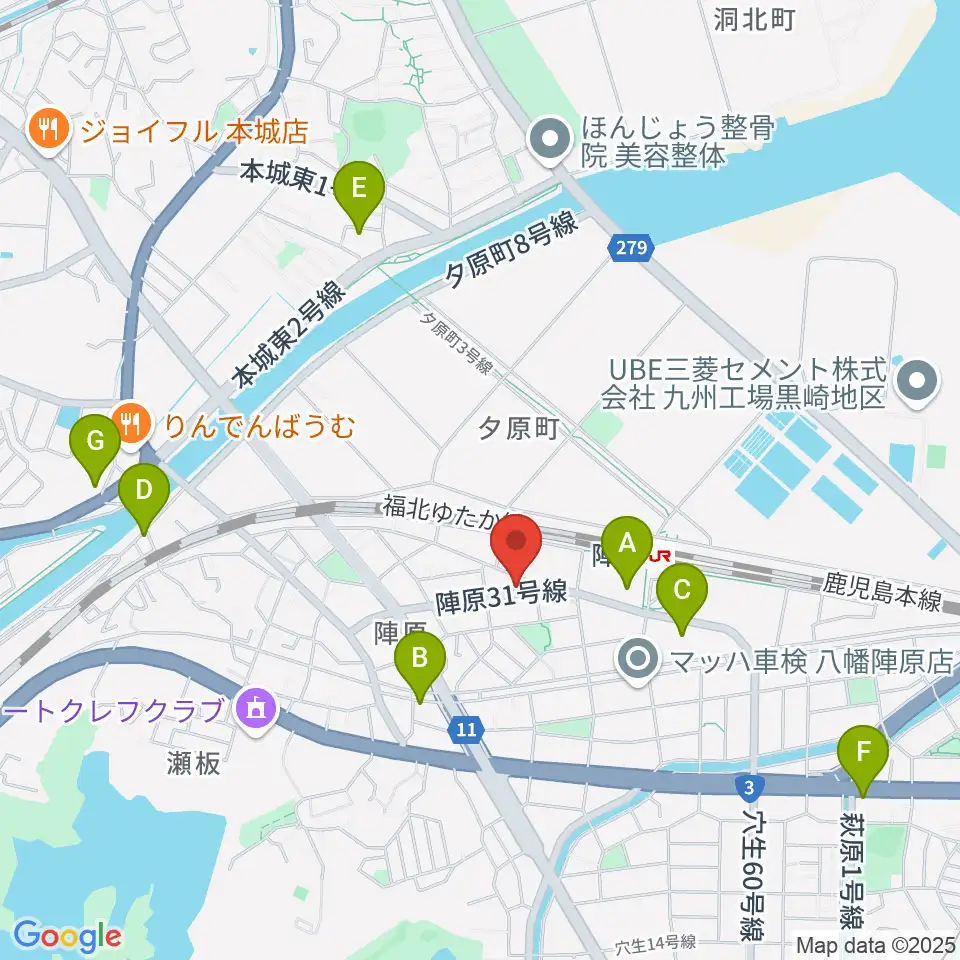 陣原LAZY周辺のカフェ一覧地図
