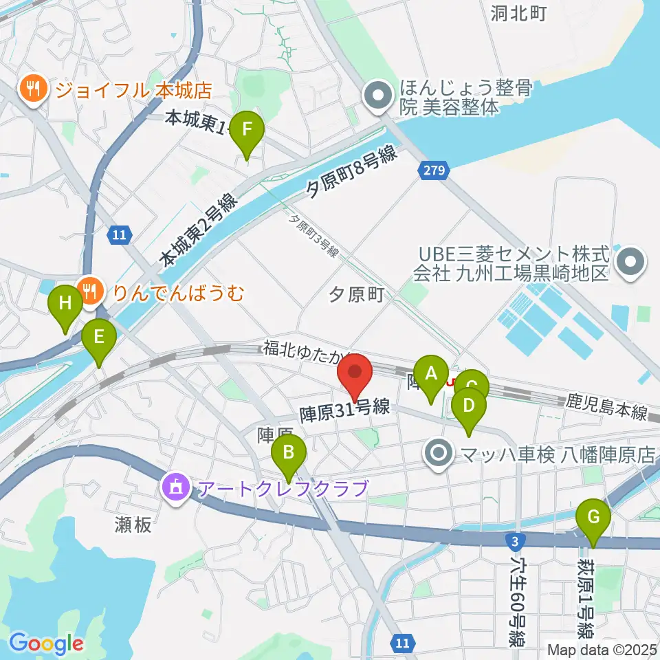 陣原LAZY周辺のカフェ一覧地図