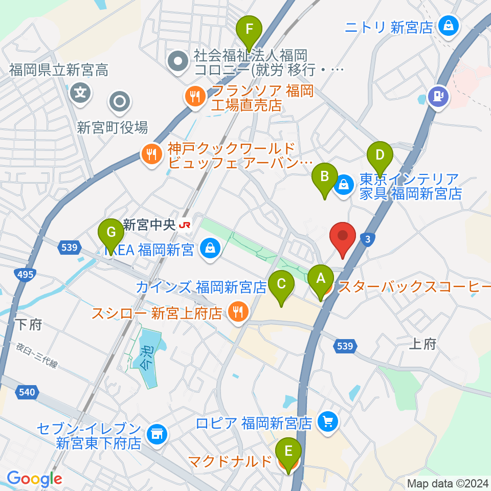 MUSIC STUDIO BEBOP周辺のカフェ一覧地図