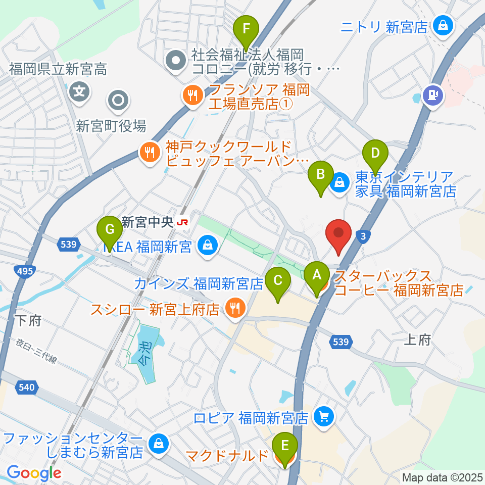 MUSIC STUDIO BEBOP周辺のカフェ一覧地図