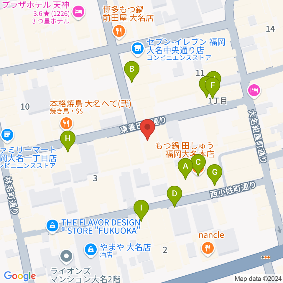 大名MKホール周辺のカフェ一覧地図