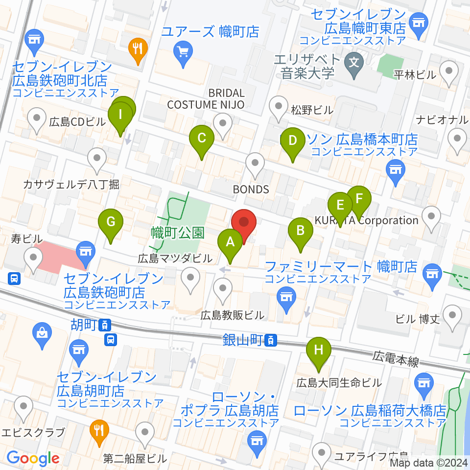 二胡音楽院周辺のカフェ一覧地図