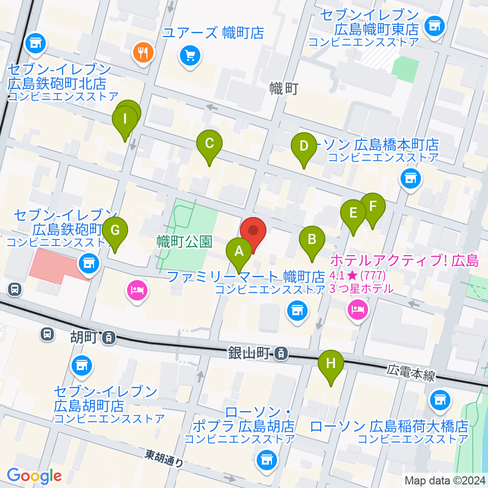 二胡音楽院周辺のカフェ一覧地図