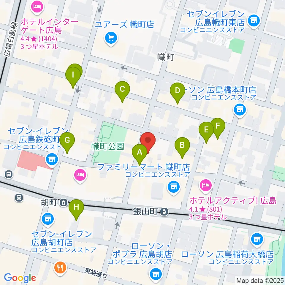 二胡音楽院周辺のカフェ一覧地図