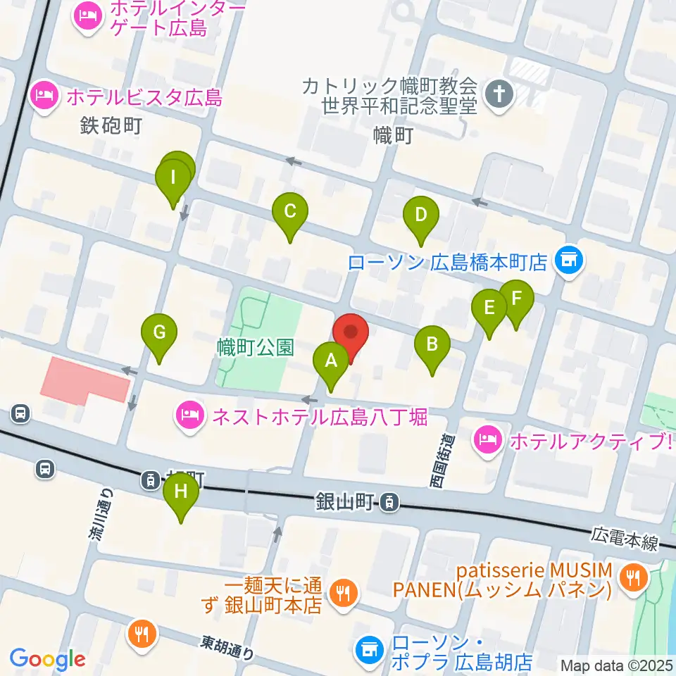 二胡音楽院周辺のカフェ一覧地図