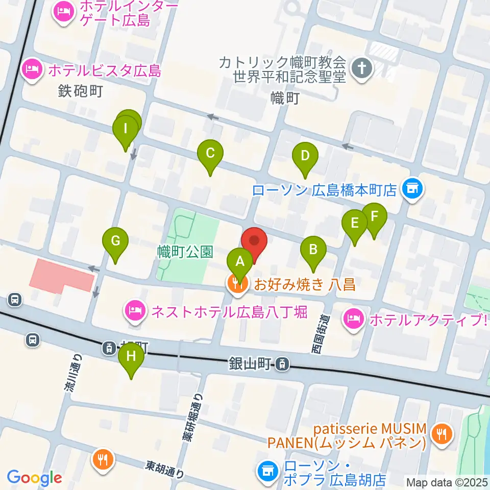 二胡音楽院周辺のカフェ一覧地図