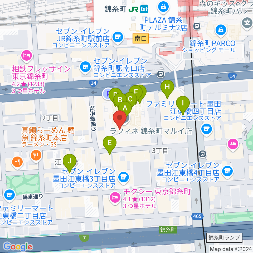 島村楽器 丸井錦糸町クラシック店周辺のカフェ一覧地図