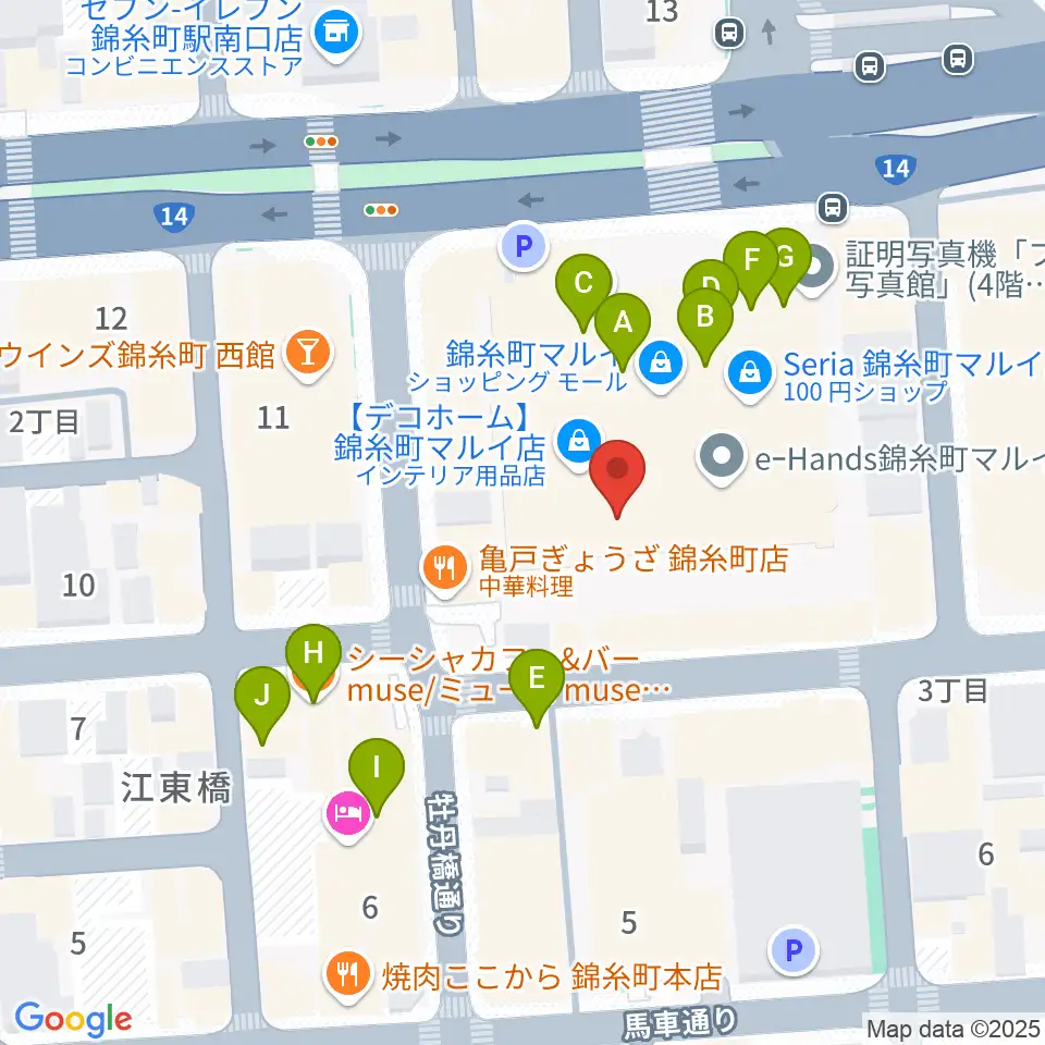 島村楽器 丸井錦糸町クラシック店周辺のカフェ一覧地図