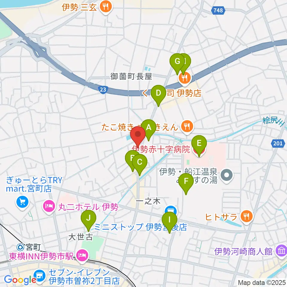 ETUDEドラム教室周辺のカフェ一覧地図