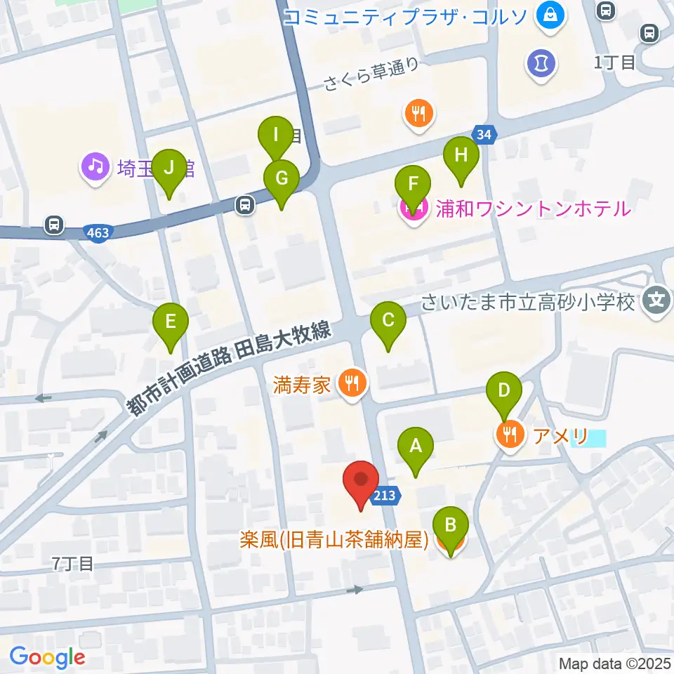柏屋楽器フォーラム周辺のカフェ一覧地図