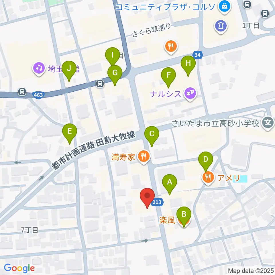 柏屋楽器フォーラム周辺のカフェ一覧地図
