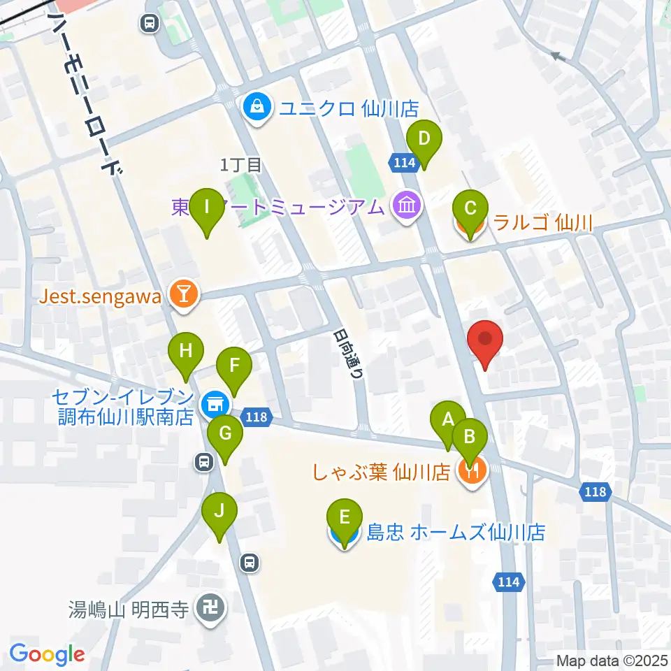 仙川プティレコード周辺のカフェ一覧地図