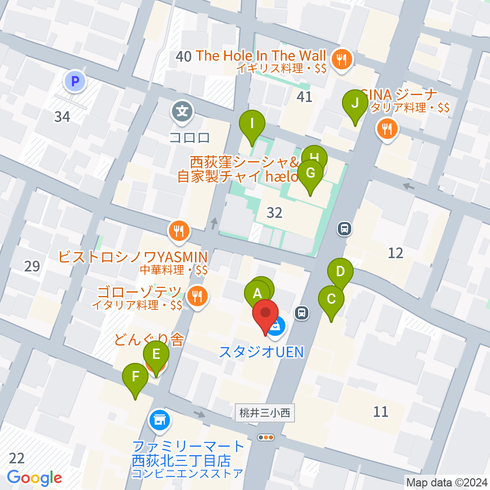 STUDIO UEN周辺のカフェ一覧地図