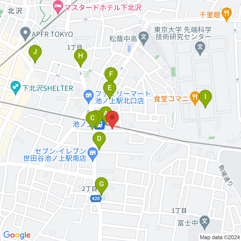ヤマテピアノ周辺のカフェ一覧地図