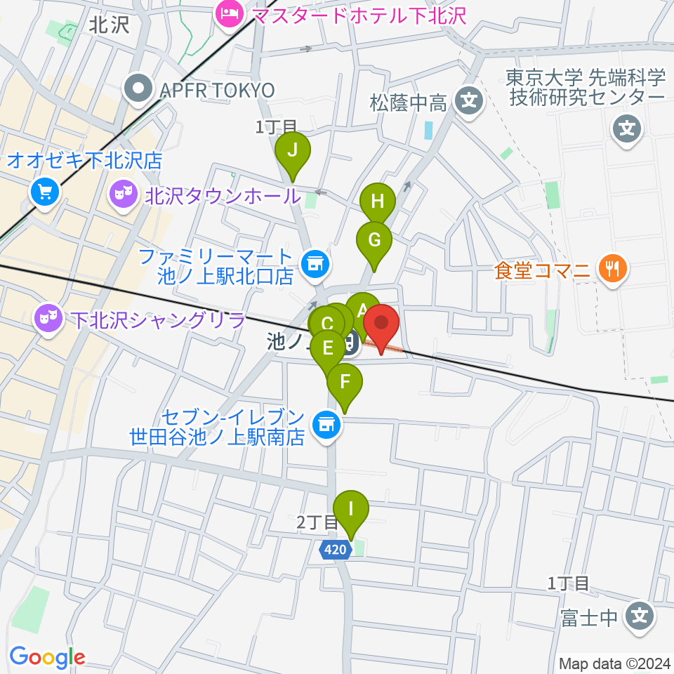 ヤマテピアノ周辺のカフェ一覧地図