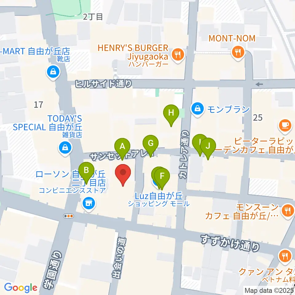 ラマンダ シャンソン教室周辺のカフェ一覧地図