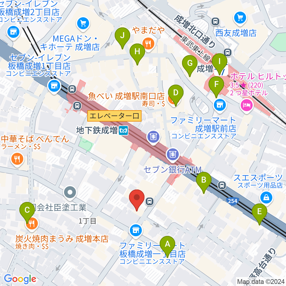 サクライ楽器 成増本店周辺のカフェ一覧地図