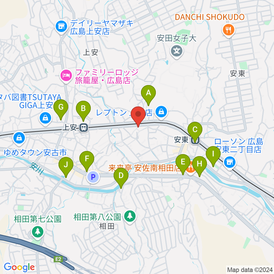 フォレスト楽器広島店周辺のカフェ一覧地図