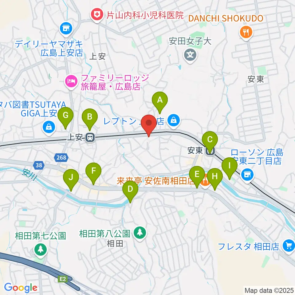 フォレスト楽器広島店周辺のカフェ一覧地図