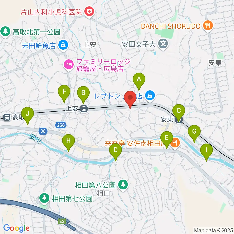 フォレスト楽器広島店周辺のカフェ一覧地図