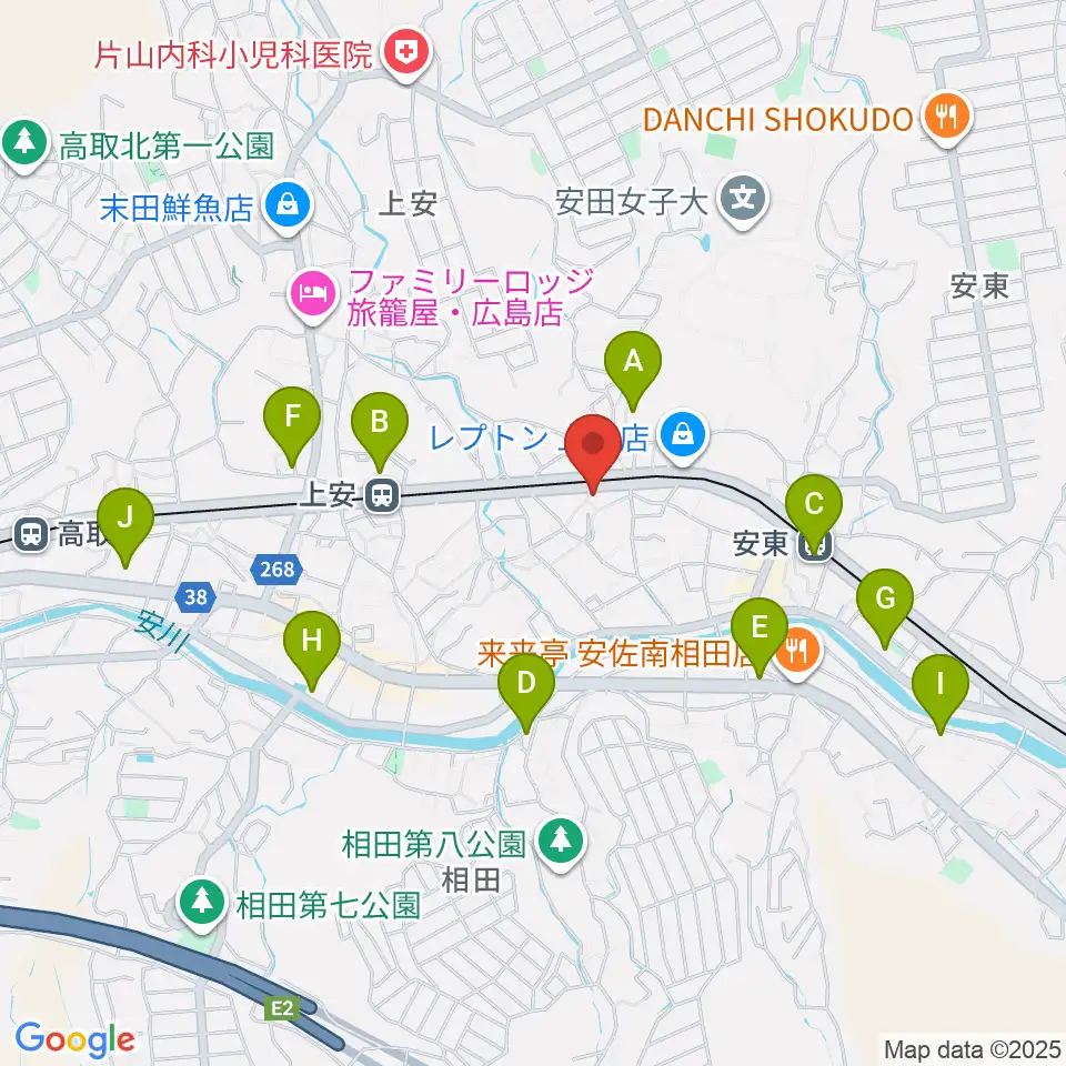 フォレスト楽器広島店周辺のカフェ一覧地図
