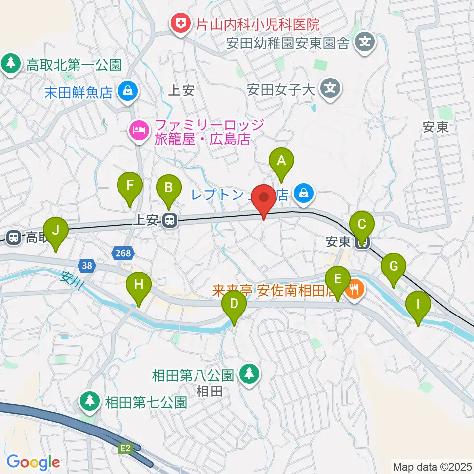 フォレスト楽器広島店周辺のカフェ一覧地図