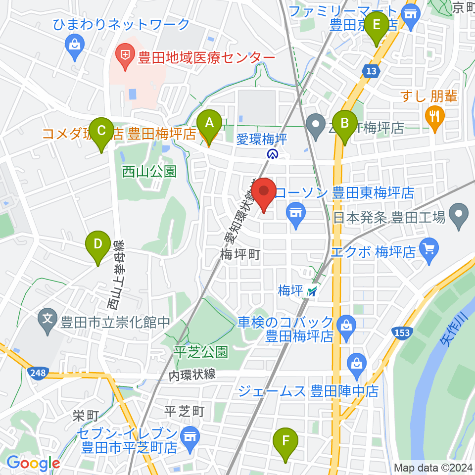 マルショー楽器豊田店周辺のカフェ一覧地図