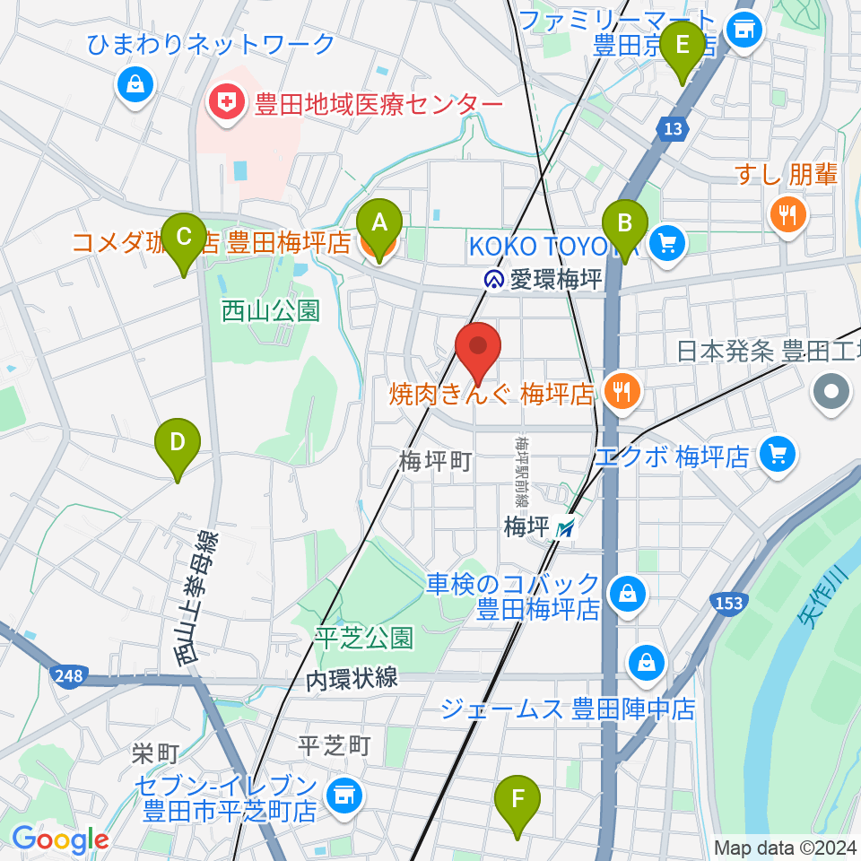 マルショー楽器豊田店周辺のカフェ一覧地図