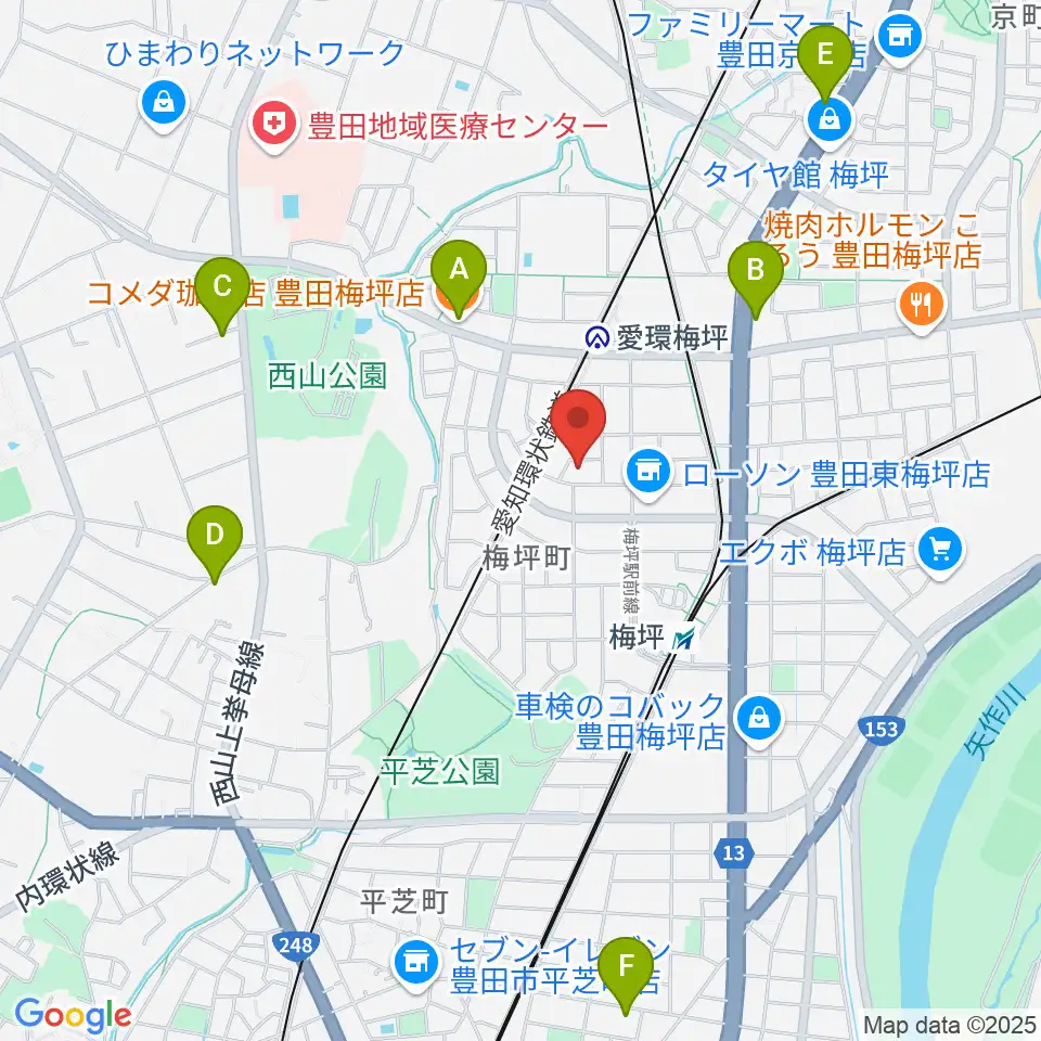 マルショー楽器豊田店周辺のカフェ一覧地図