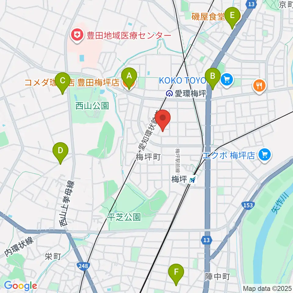 マルショー楽器豊田店周辺のカフェ一覧地図